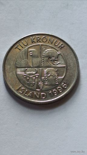 Исландия. 10 крон  1996 года.