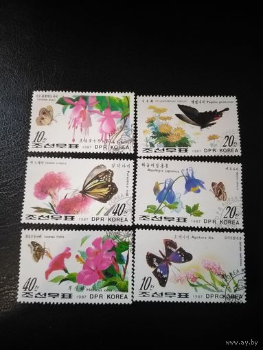 Корея. 1987г. Бабочки.
