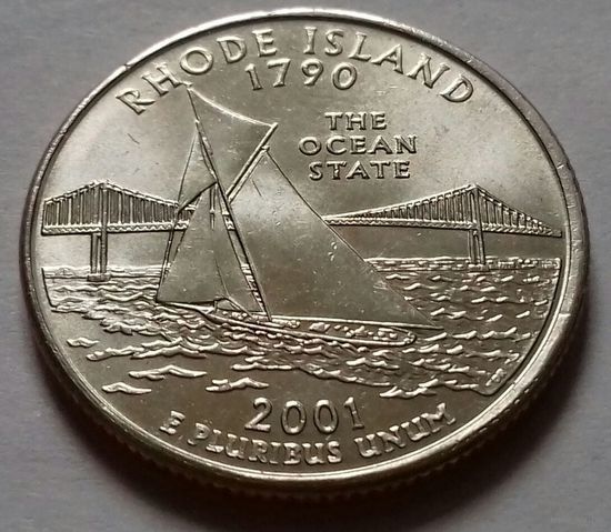 25 центов, квотер США, штат Род-Айленд, P D